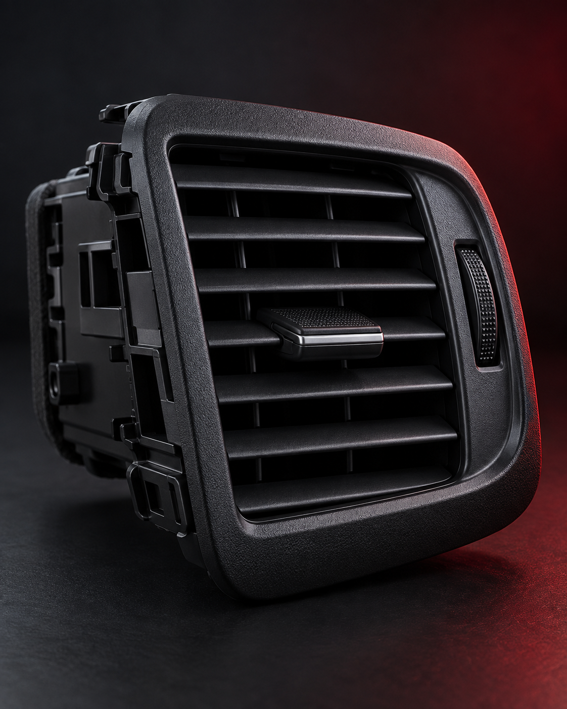 Saída de ar automotiva em componente termoplástico preto